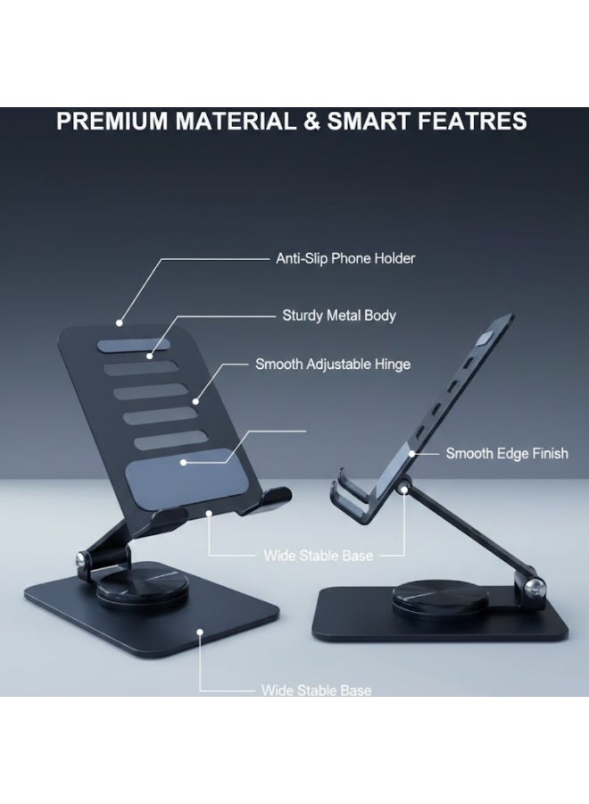 Talala Adjustable Mobile Phone Stand for Desk, Foldable & Portable Smartphone Holder with Strong Metal Base, Hands-Free Phone Stand for Office, Home, Travel, Video Calls, Watching Videos Compatible with iPhone & Android - Image 3